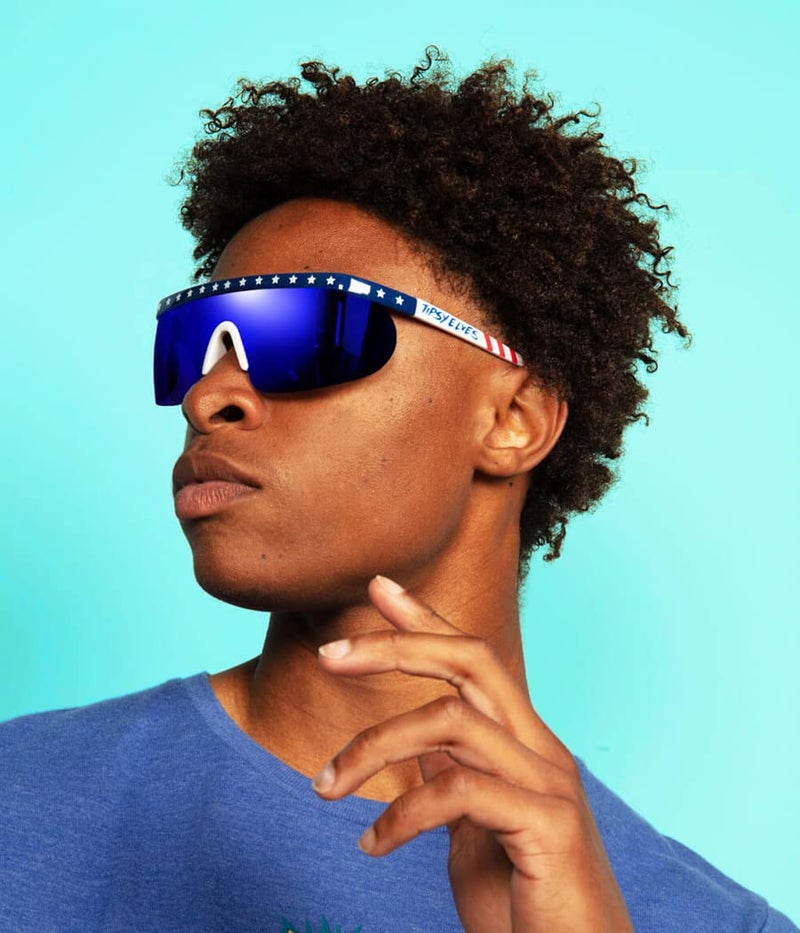 Tipsy Elves Say Can You See Sunglasses - Red White and Blue USA Patriotic American Flag Sunglasses - Image 4