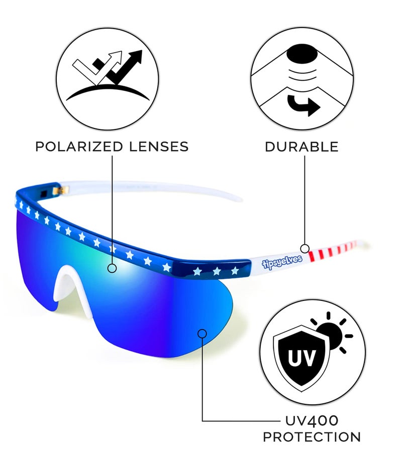 Tipsy Elves Say Can You See Sunglasses - Red White and Blue USA Patriotic American Flag Sunglasses - Image 3