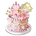 DRWATE 19 PCS Princess Cake Topper Castle Cake Decoration with Snowflake and Stars for Princess Birthday Supplies Pink - Image 3