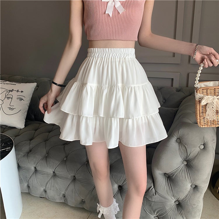 2023 spring and summer new skirt high waist umbrella skirt slimming large swing skirt suit A- line skirt waist-tight pettiskirt for women White - Image 1
