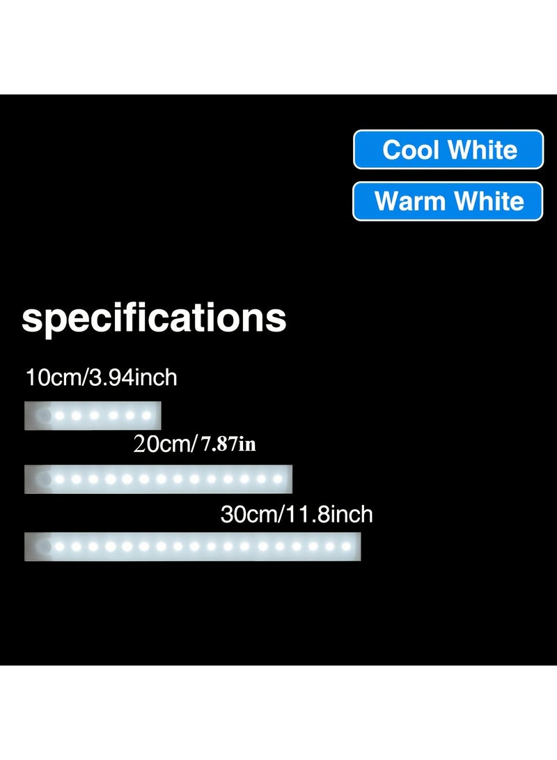 ارواق طقم 5 مصابيح LED بحساس حركة لخزائن، إضاءة لاسلكية قابلة لإعادة الشحن عبر USB، إضاءة ليلية مغناطيسية لاصقة بجهد 5V للممرات، المطبخ، الدرج، والخزائن لتزيين المنزل (20 سم، ضوء دافئ) - Image 3