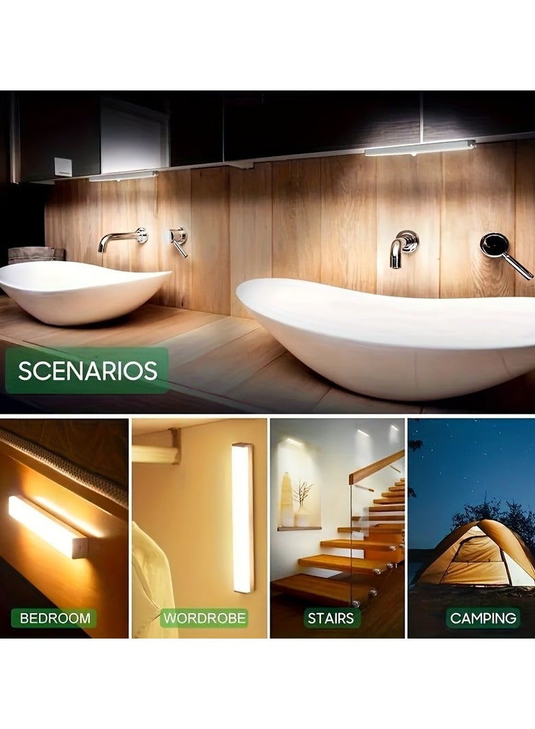 ارواق طقم 5 مصابيح LED بحساس حركة لخزائن، إضاءة لاسلكية قابلة لإعادة الشحن عبر USB، إضاءة ليلية مغناطيسية لاصقة بجهد 5V للممرات، المطبخ، الدرج، والخزائن لتزيين المنزل (20 سم، ضوء دافئ) - Image 5