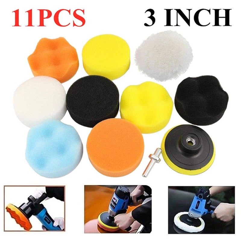 DIY Crafts CTDIYHI42561 11 Pcs 3 Inch Car Polish Pads Buffer Tool Set Car Polisher Drill Sponge Kit Set - Image 5
