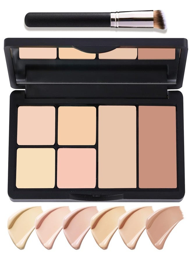 XMXueMei 6 Colors Correcting Concealer Cream Contour Palette,Long Lasting Concealer Cream Makeup Palettes with Concealer Brush,Multi-purpose Contouring Liquid Foundation Makeup Kit - Image 1