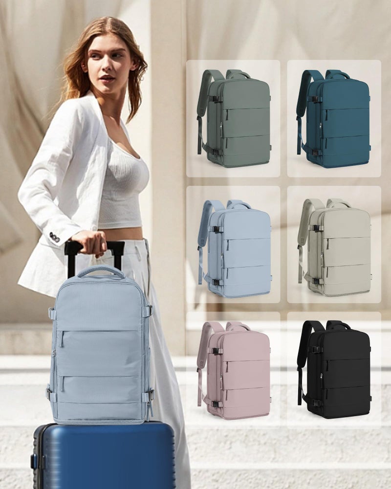 coowoz Travel Backpack Carry On for Women Man Gym Backpack with Laptop Compartment Mochila de Viaje Teacher Personal Item Backpacks Rucksack Airplane Accessories Must Haves Grey Blue Small - Image 2