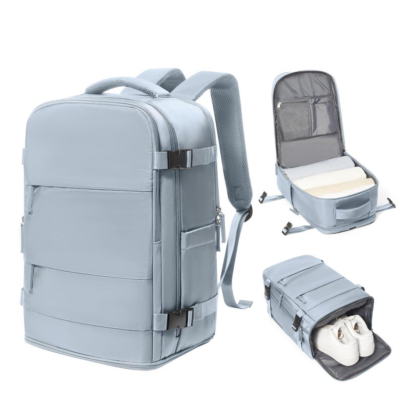 coowoz Travel Backpack Carry On for Women Man Gym Backpack with Laptop Compartment Mochila de Viaje Teacher Personal Item Backpacks Rucksack Airplane Accessories Must Haves Grey Blue Small - Image 1