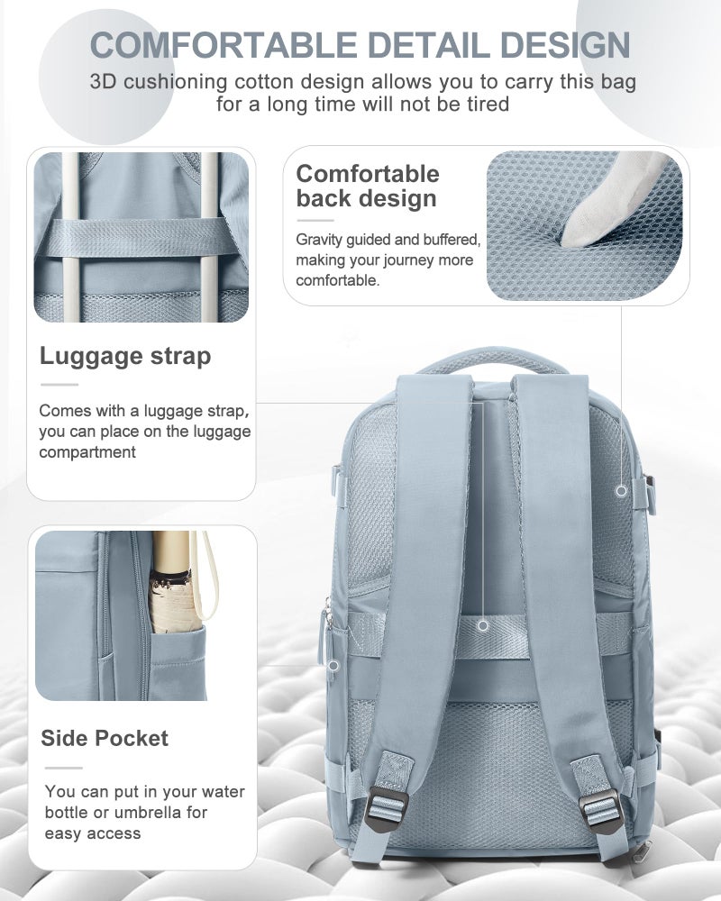 coowoz Travel Backpack Carry On for Women Man Gym Backpack with Laptop Compartment Mochila de Viaje Teacher Personal Item Backpacks Rucksack Airplane Accessories Must Haves Grey Blue Small - Image 4