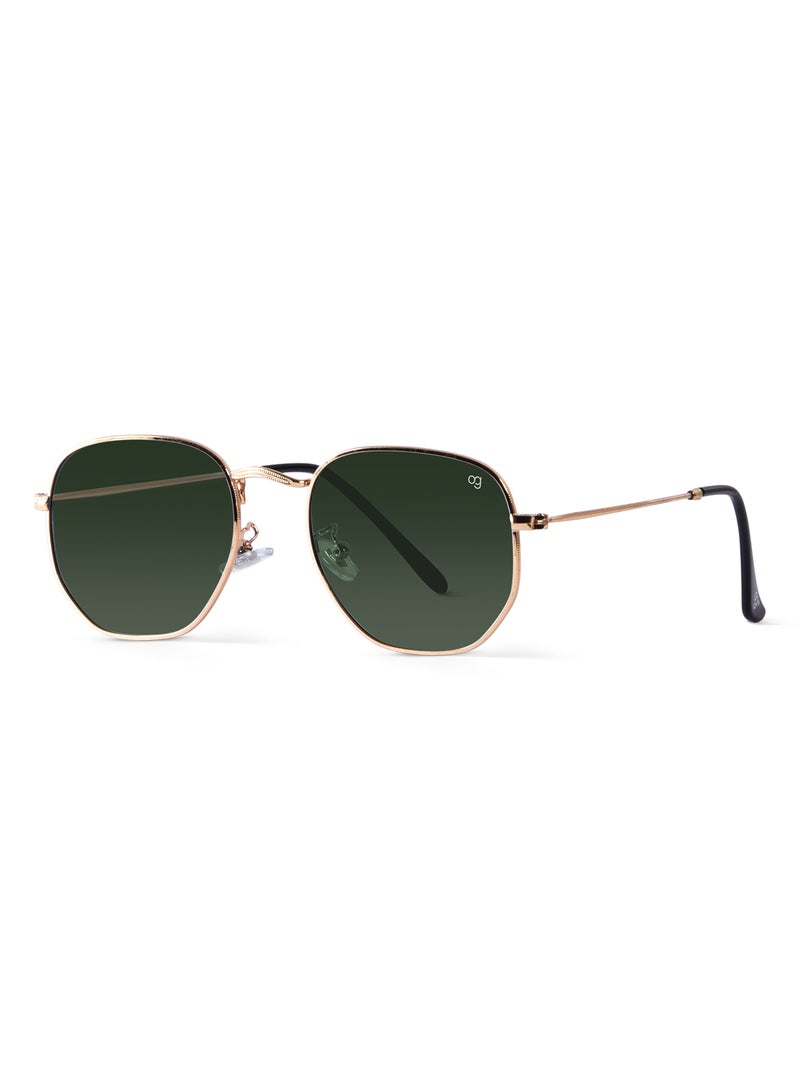 Woggles Green Polarized Hexagonal Sunglasses  - Image 4