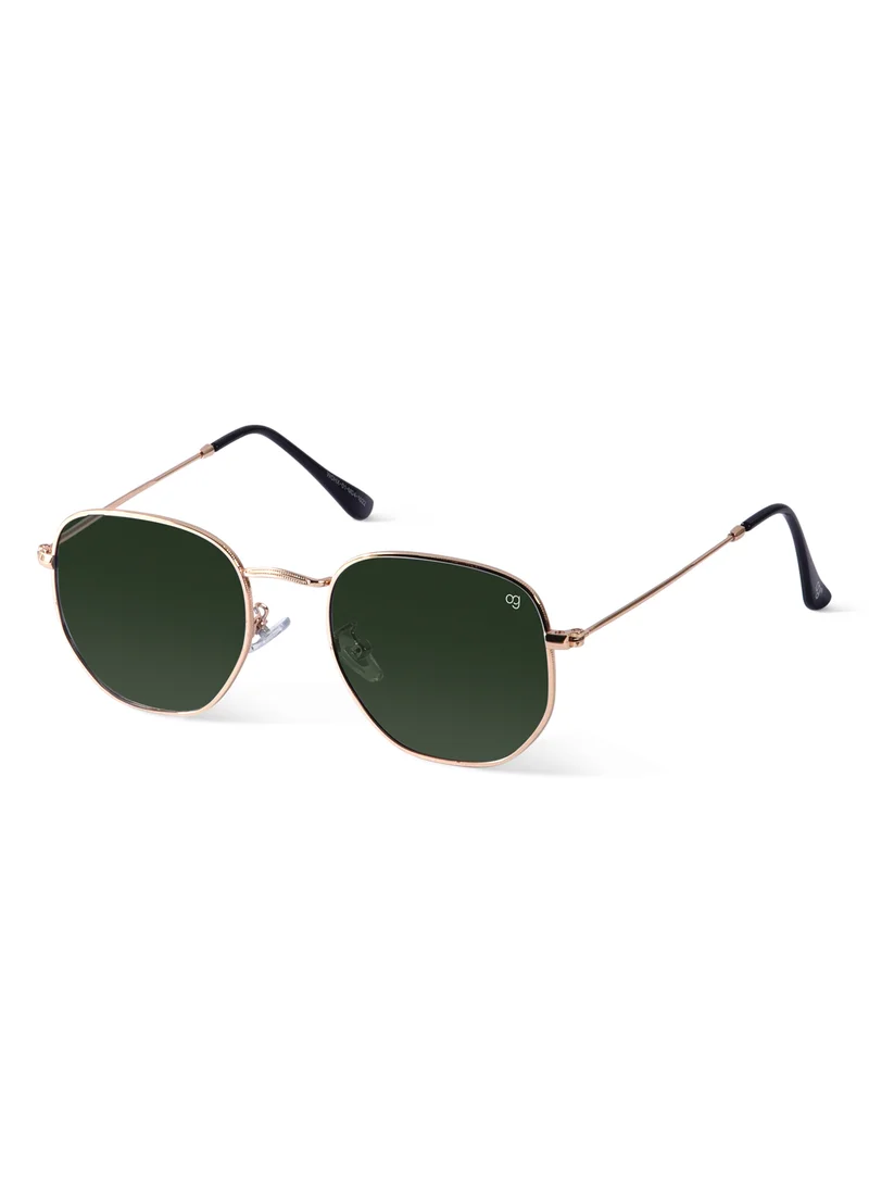 Woggles Green Polarized Hexagonal Sunglasses