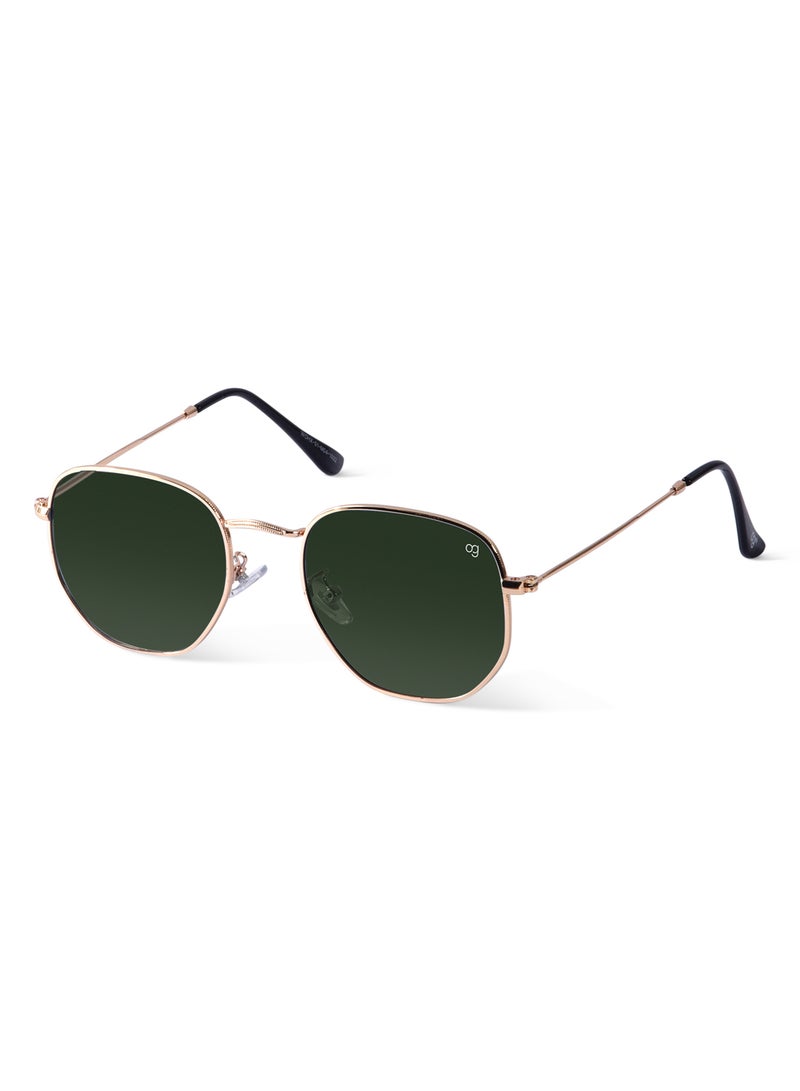 Woggles Green Polarized Hexagonal Sunglasses  - Image 1