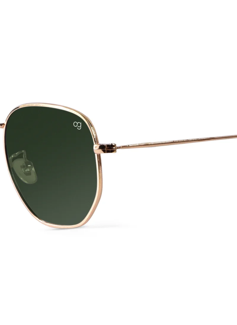 Woggles Green Polarized Hexagonal Sunglasses