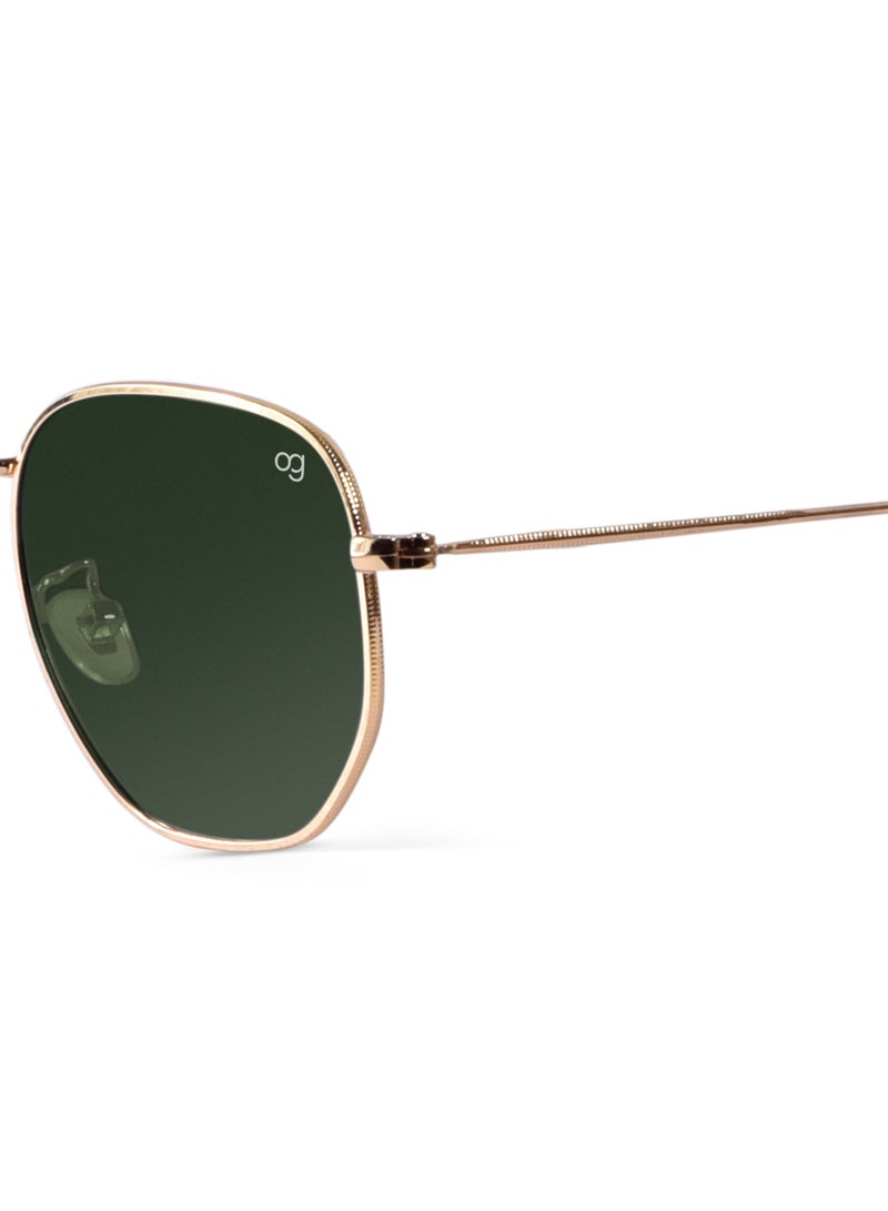 Woggles Green Polarized Hexagonal Sunglasses  - Image 2