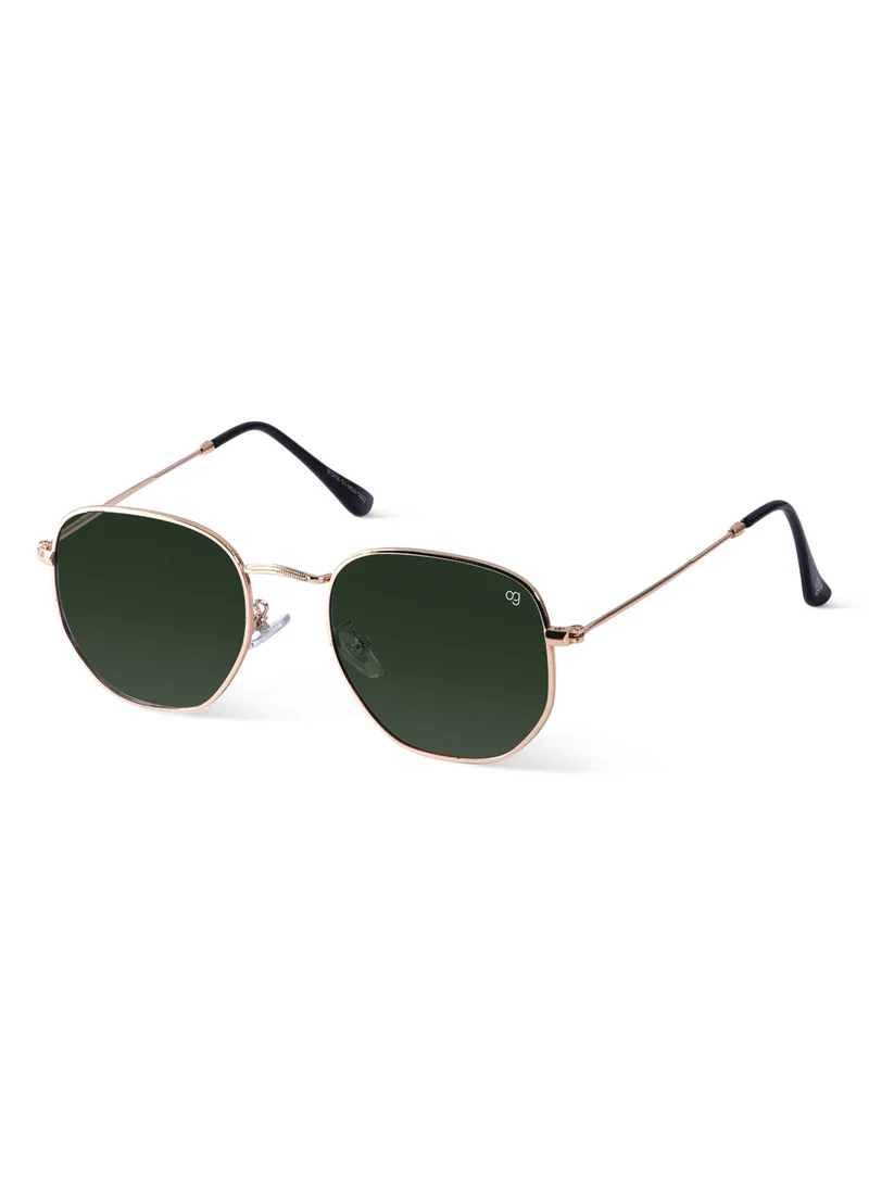 Woggles Green Polarized Hexagonal Sunglasses