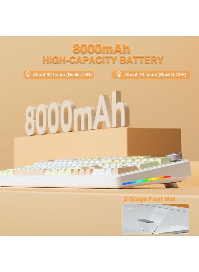 AULA F108 PRO - لوحة مفاتيح ميكانيكية لاسلكية مع شاشة ومقبض، لوحة مفاتيح كاملة الحجم مع بطارية 8000mAh، مفاتيح فراولة نعناع مسبقة التشحيم، مفاتيح PBT مطبوعة من الجانبين، لوحات مفاتيح ألعاب مخصصة قابلة للتبديل مع إضاءة RGB - Image 2