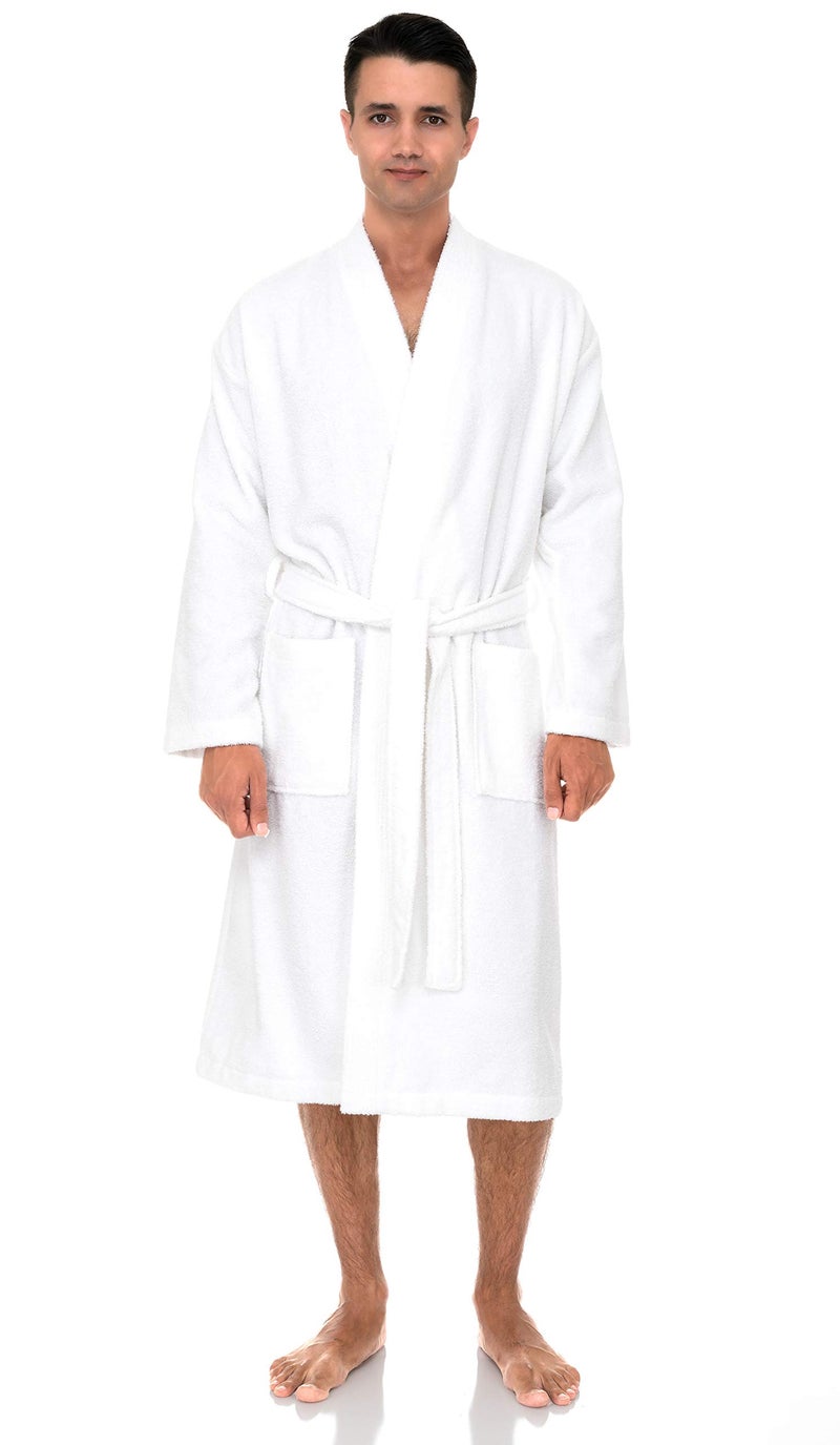 TowelSelections Mens Robe Cotton Terry Cloth Bathrobe Soft Towel Bath Robe for Men X-Large-XX-Large White - Image 3