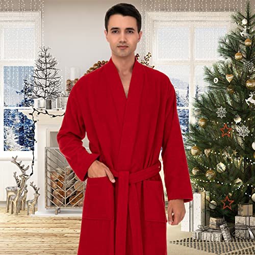 TowelSelections Mens Robe Cotton Terry Cloth Bathrobe Soft Towel Bath Robe for Men X-Large-XX-Large White - Image 4