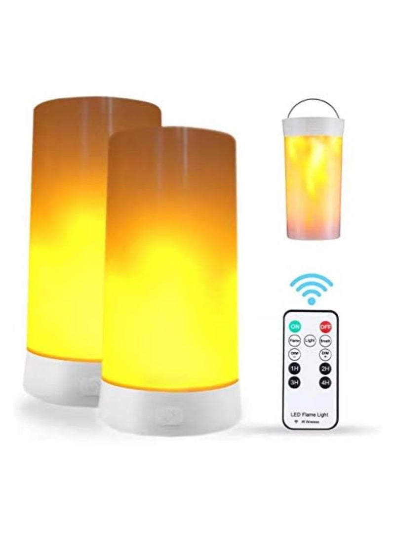 2PCS USB Rechargeable LED Flame Effect Lights with Remote  Timer, Waterproof Dimmable Flameless Candles for Home, Party, Garden, and Camping Decoration - Fake Fire Lamps  - Image 1