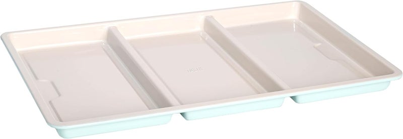 Tasty Smart Solutions Bakeware, 17-Inch x 11-Inch 3-Section Roasting Pan, Durable Carbon Steel for Even Cooking, Premium Nonstick Coating, Divided Design for One-Pan Meals, Dishwasher Safe, Aqua - Image 1