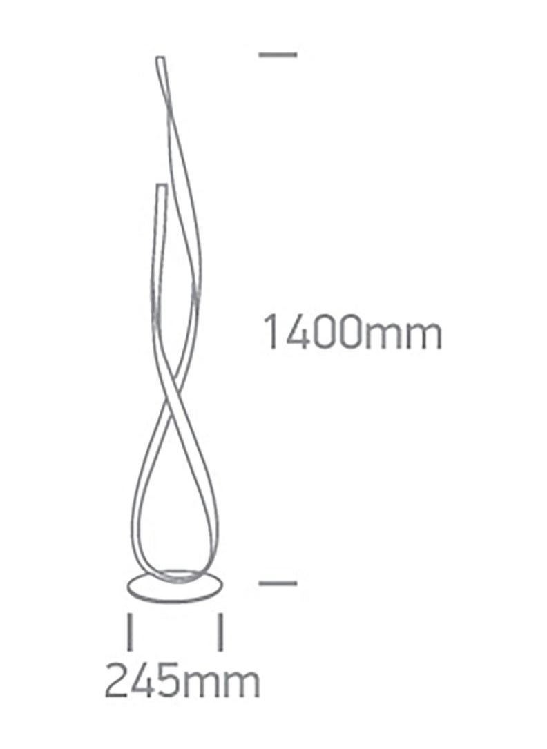 Modern Floor Lamp, Twisted Shape, 29 Watt and 1,740 Lumen, 24 volt integrated Driver, WarmWhite ( 3000 Kelvin), Ribbon Floor Lamp, White Finish, Height 140 cm and base Diameter 24,5 cm