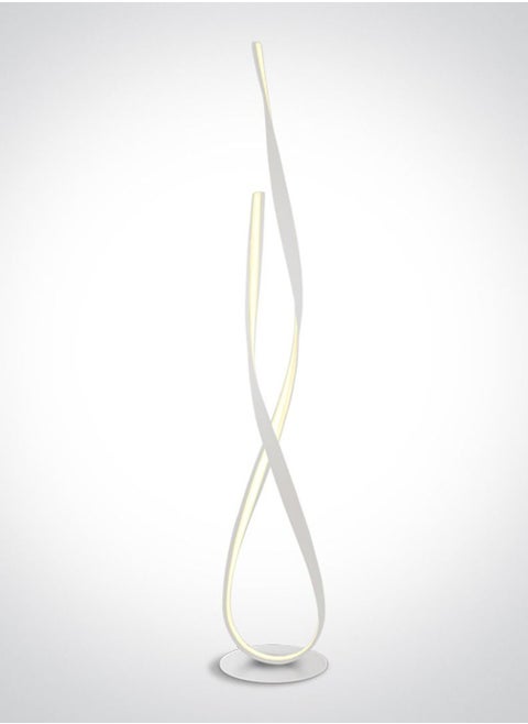 Modern Floor Lamp, Twisted Shape, 29 Watt and 1,740 Lumen, 24 volt integrated Driver, WarmWhite ( 3000 Kelvin), Ribbon Floor Lamp, White Finish, Height 140 cm and base Diameter 24,5 cm