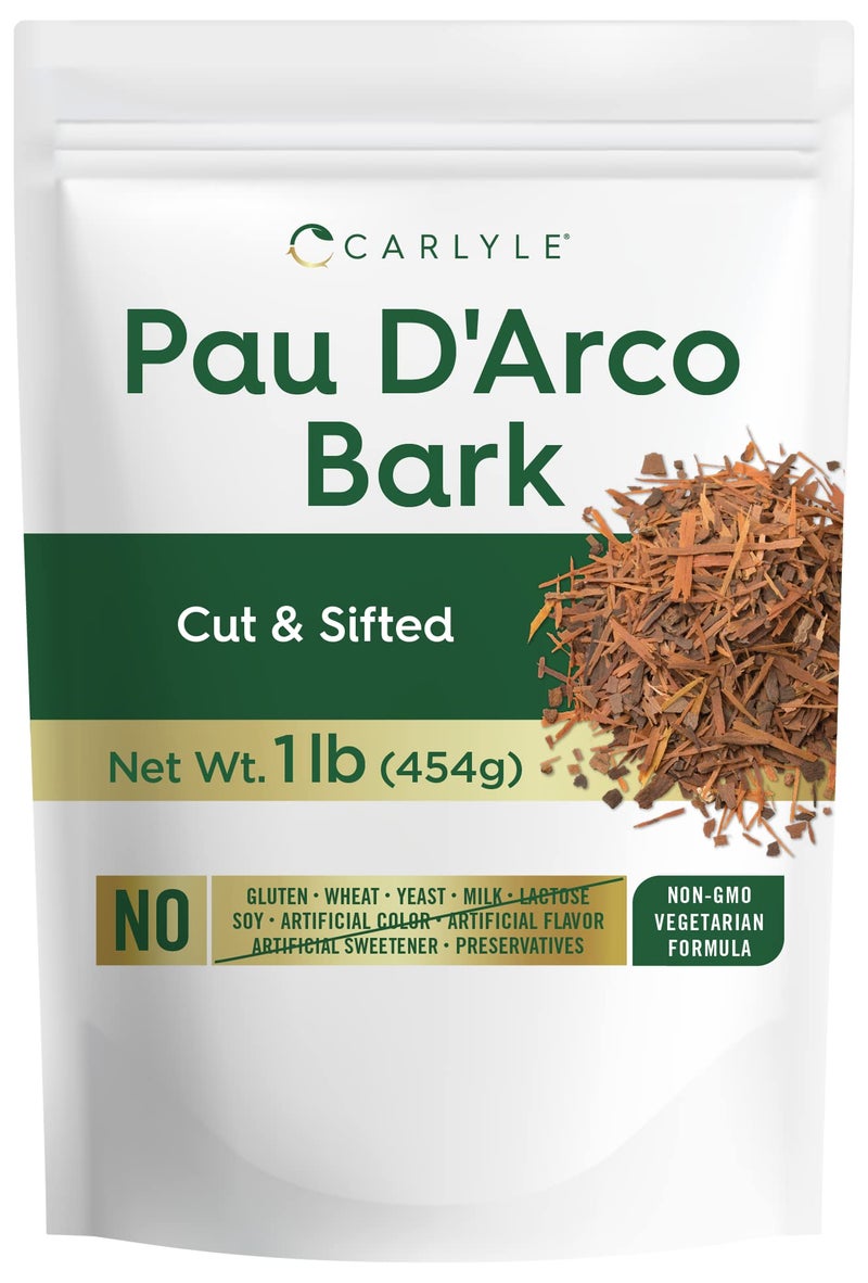 Carlyle PAU D'Arco Bark 1 lb Bag | Cut & Sifted | Vegetarian | Non-GMO, Gluten Free | Bulk Size - Image 1