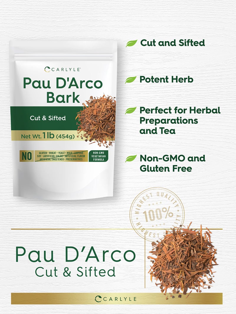 Carlyle PAU D'Arco Bark 1 lb Bag | Cut & Sifted | Vegetarian | Non-GMO, Gluten Free | Bulk Size - Image 2