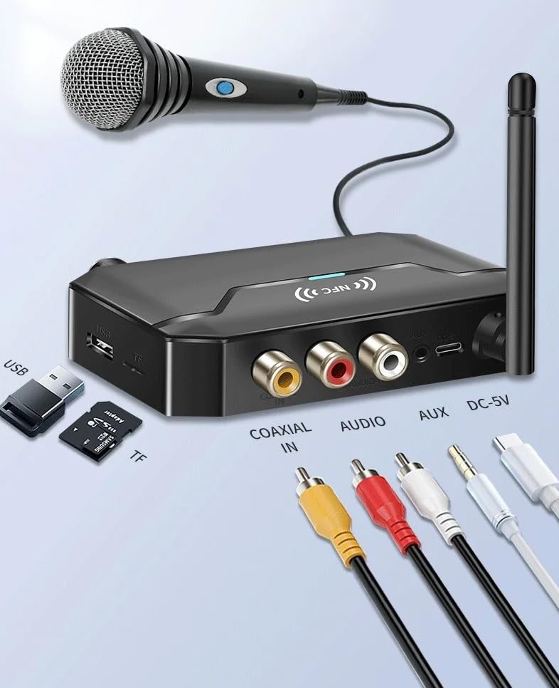 MICROWARE T300 2-in-1 Audio Adapter Bluetooth-Compatible 5.3 NFC Receiver Transmitter with Remote Control,for TV/PC/Car/MP3/CD Player/Speaker/Handset, Support NFC - Image 5