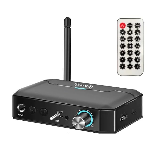 MICROWARE T300 2-in-1 Audio Adapter Bluetooth-Compatible 5.3 NFC Receiver Transmitter with Remote Control,for TV/PC/Car/MP3/CD Player/Speaker/Handset, Support NFC - Image 1
