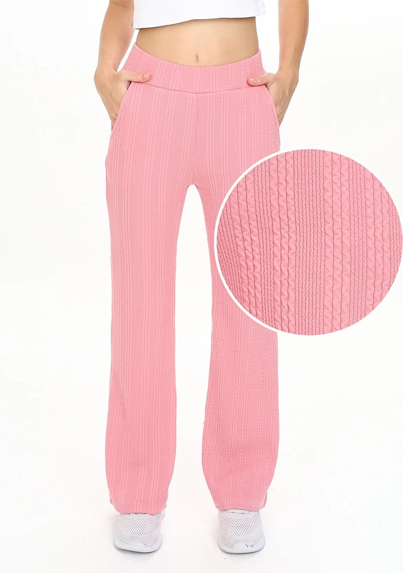 Denokids Girls Pink Basic Pipe Leg Sweatpants