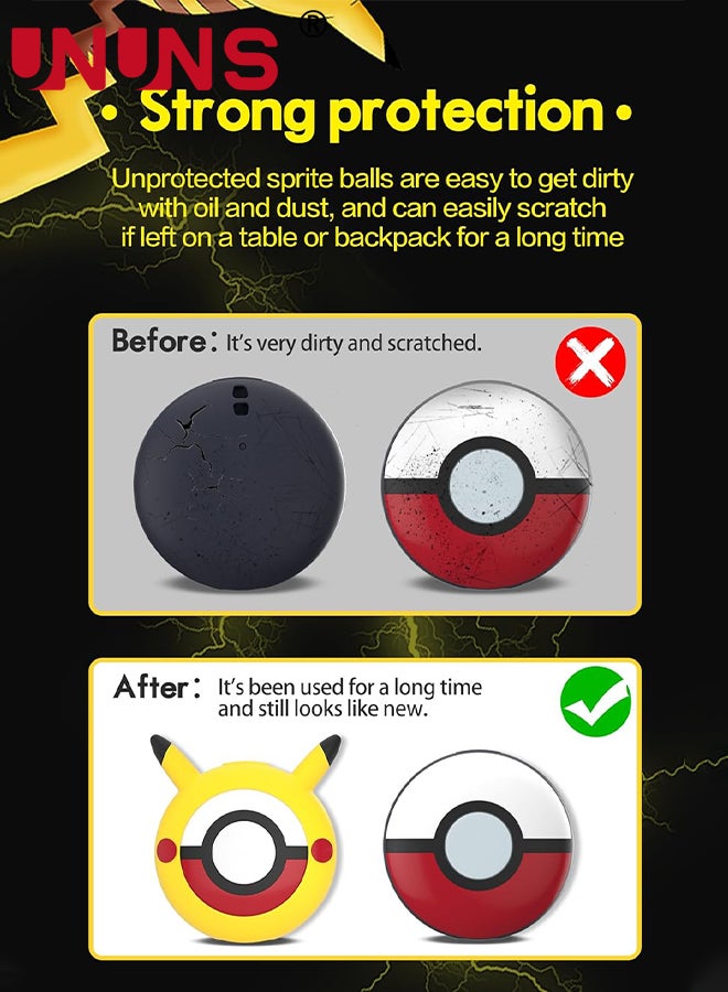 UNUNS حافظة من السيليكون لـ Poke Ball GO Plus+، حافظة مطاطية ناعمة لطيفة لـ Poke Ball GO Plus+، أصفر - Image 3