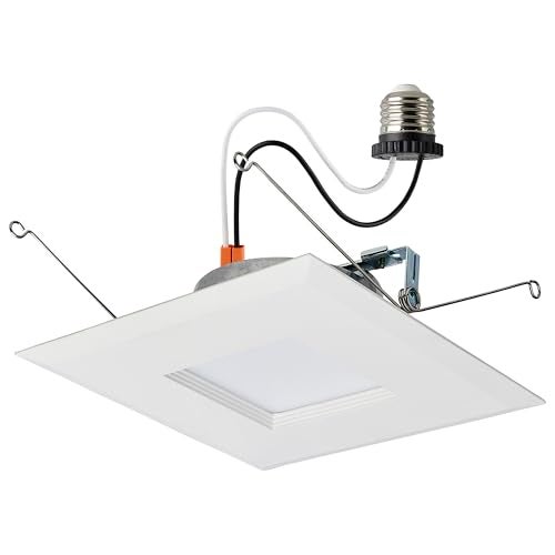 Satco LED Retrofit Downlight with Stepped Baffle, CCT Selectable 2700K/3000K/3500K/4000K/5000K, 5-6 Inch Square, White - Image 1