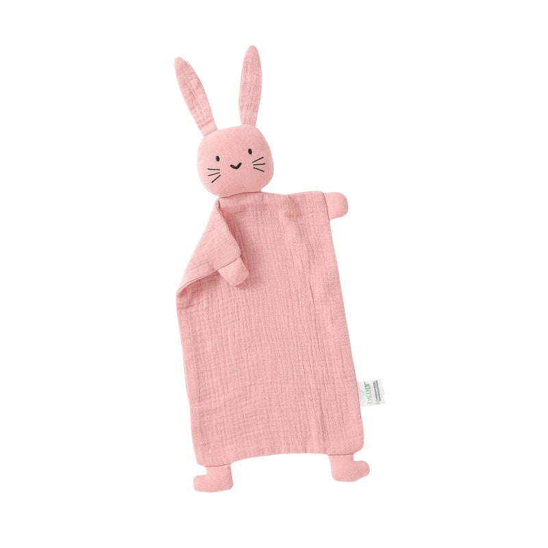 okdiy Organic Cotton Bunny Loveys for Babies,Newborn Baby Lovey Security Blanket,Lovies for Babies New Born Baby Unique Neutral Gifts Boys and Girls (Bunny1-Pink) - Image 1