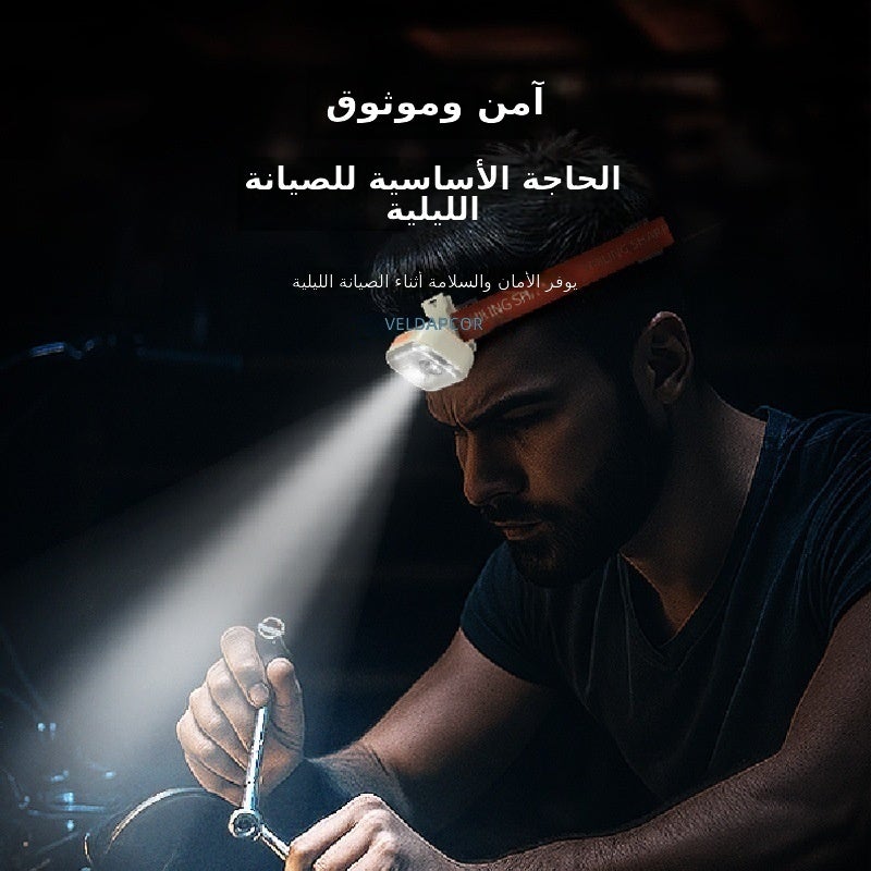 القرش المبتسم إضاءة خارجية متعددة الوظائف كشاف أمامي مزود بحساس - مصباح صغير للتخييم والإصلاح والعمل والصيد - Image 3