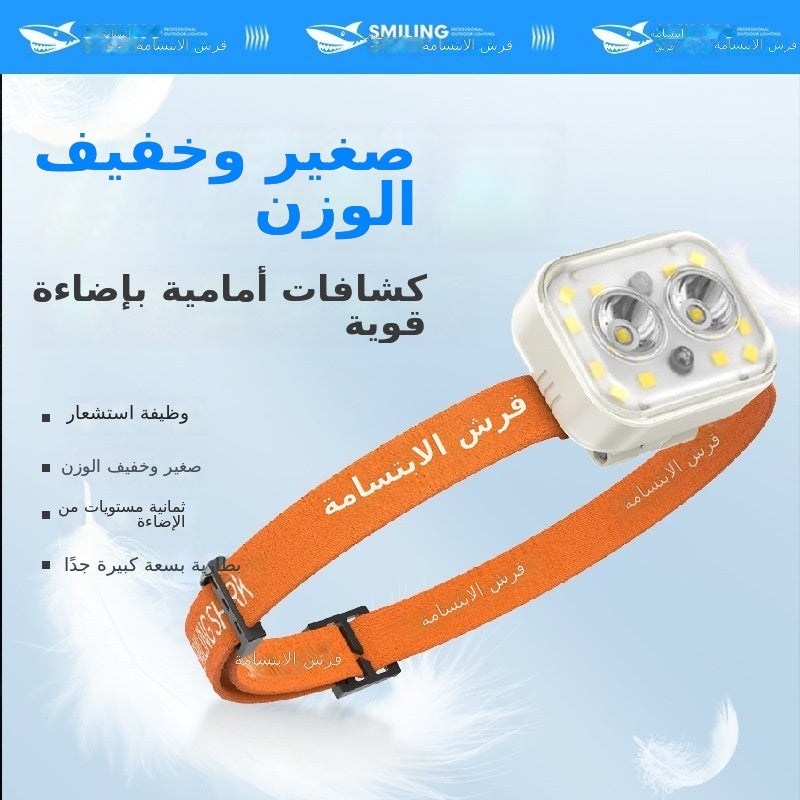القرش المبتسم إضاءة خارجية متعددة الوظائف كشاف أمامي مزود بحساس - مصباح صغير للتخييم والإصلاح والعمل والصيد - Image 2