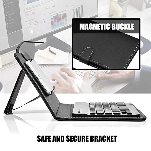 ELIATER Portable Bluetooth Keyboard with Leather Case Cover with for 4.5''-6.8'' iOS, Android and Windows Smart Phones, Detachable with Kickstand - Image 3