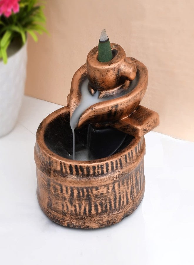 CRAFTAM Polyresin Smoke Backflow Fountain with 20 Free Backflow Cones Showpiece Figurine for Gift (SHIVLING Gold) - Image 1
