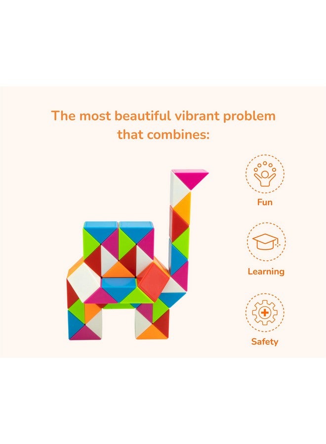 كوبليلو مكعب أحجية قوس قزح على شكل ثعبان سحري من كوبيليلو (48 إسفينًا) | لعبة ممتعة لتشكيل الأشكال باللف والدوران للأطفال والأولاد والبنات والكبار | لعبة متعددة الألوان لتخفيف التوتر | للأعمار من 3 سنوات فما فوق - Image 3