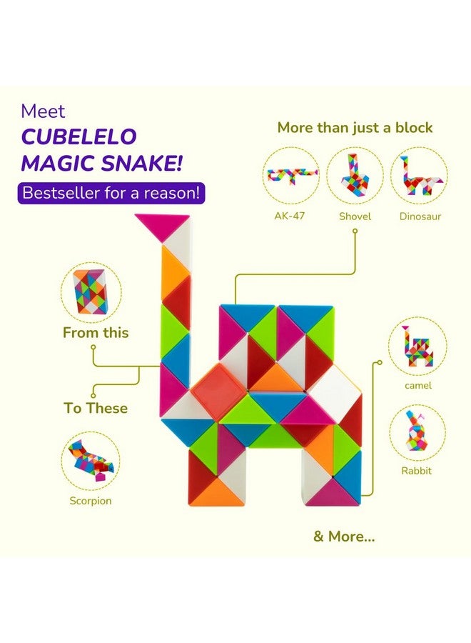 كوبليلو مكعب أحجية قوس قزح على شكل ثعبان سحري من كوبيليلو (48 إسفينًا) | لعبة ممتعة لتشكيل الأشكال باللف والدوران للأطفال والأولاد والبنات والكبار | لعبة متعددة الألوان لتخفيف التوتر | للأعمار من 3 سنوات فما فوق - Image 2