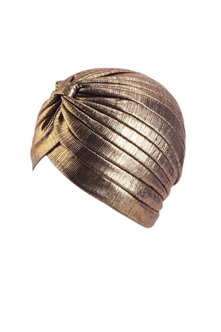 Female Turbo Headscarf Soft Turbo Head Wrap Clip Cap Metallic Color arabic indian hat - Image 2