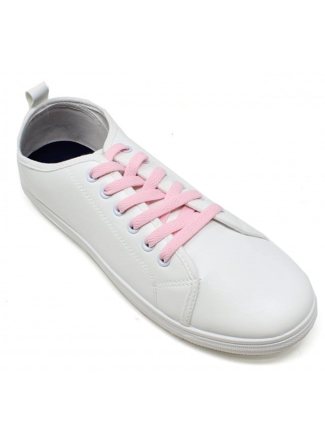 BCB Wear Flat Shoelaces 5/16" Wide Solid Colors Several Lengths For Sneakers and Shoes (Light Pink-54) - Image 1