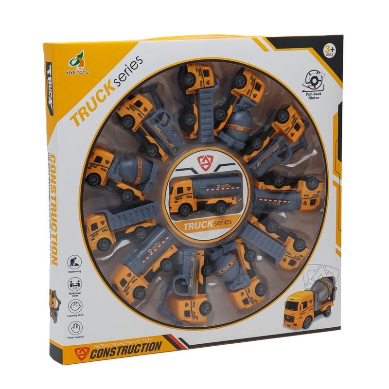 مجموعه شاحنات الحفر والمواقع للبناء 12 قطعة - XY328-A13 - Image 1