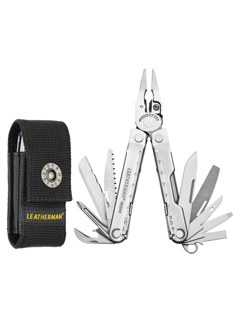 LEATHERMAN LEATHERMAN, Rebar Multitool with Premium Replaceable Wire Cutters and Saw, Stainless Steel with Nylon Sheath  - Image 1