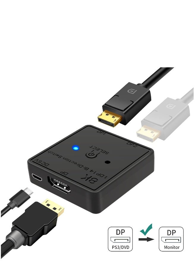 Multi Display Splitter, Bidirectional Switcher, 1DP14 Bi-Direction Switch for PC/Projector/TV/Gaming Coinsole Laptop HD player/DVD-player/PS3/4/5 Monitor Support 8K 30HZ/5K 60HZ/4K 120HZ  - Image 3