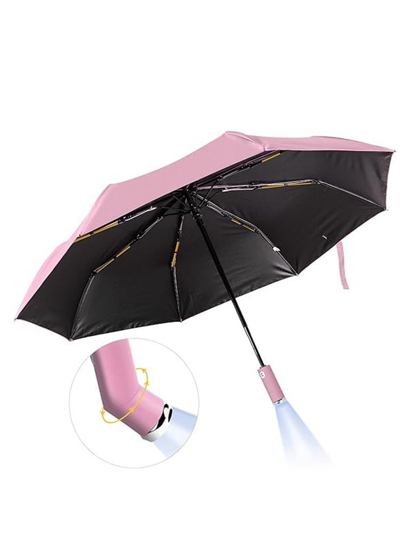 BlueFire Windproof Automatic Travel Umbrella with LED Flashlight – Compact, Lightweight, UV Protection, Folding Mini Umbrella for Men & Women – Reinforced Steel Shaft, All-Weather Use - Image 1