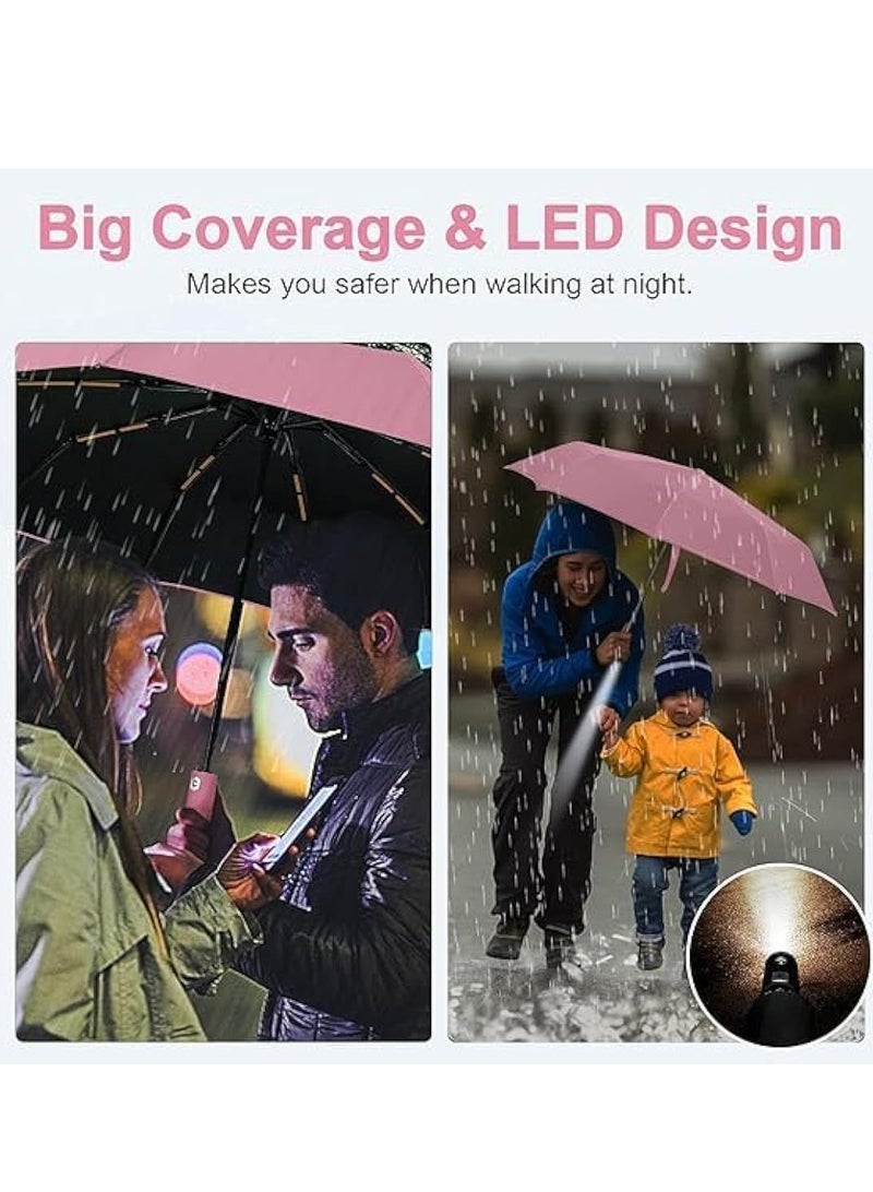 BlueFire Windproof Automatic Travel Umbrella with LED Flashlight – Compact, Lightweight, UV Protection, Folding Mini Umbrella for Men & Women – Reinforced Steel Shaft, All-Weather Use - Image 4
