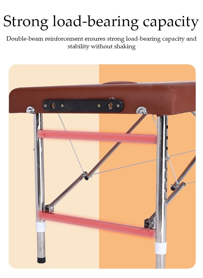 DUNISO Massage Table,Portable Massage Bed,3 Folding Lightweight Height Adjustable Salon Spa Table with Carrying Bag & Accessories,for SPA Salon Tattoo Massage Therapeutic Treatment,Brown  - Image 4