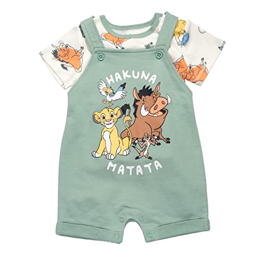 Disney Lion King Simba Timon Pumbaa Newborn Baby Boys French Terry Short Overalls T-Shirt & Hat 3 Piece Outfit 6-9 Months - Image 4