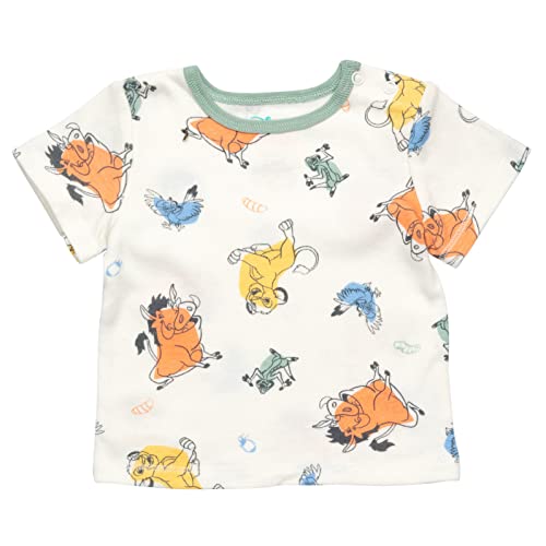Disney Lion King Simba Timon Pumbaa Newborn Baby Boys French Terry Short Overalls T-Shirt & Hat 3 Piece Outfit 6-9 Months - Image 5