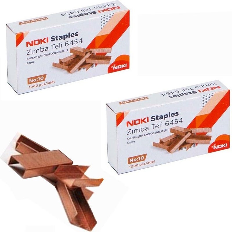 Staples Small No:10 1000 Pcs Copper Yellow 2 Pack 6454