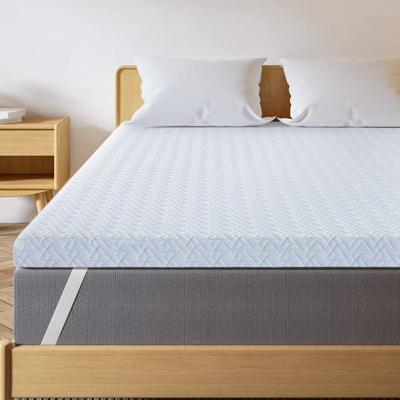Maxzzz 3 Inch Mattress Topper King  Cool Gel Memory Foam Mattress Topper Extra Firm Bed Topper with Cover Hard Mattress Topper for Back Relax CertiPURUS Certified